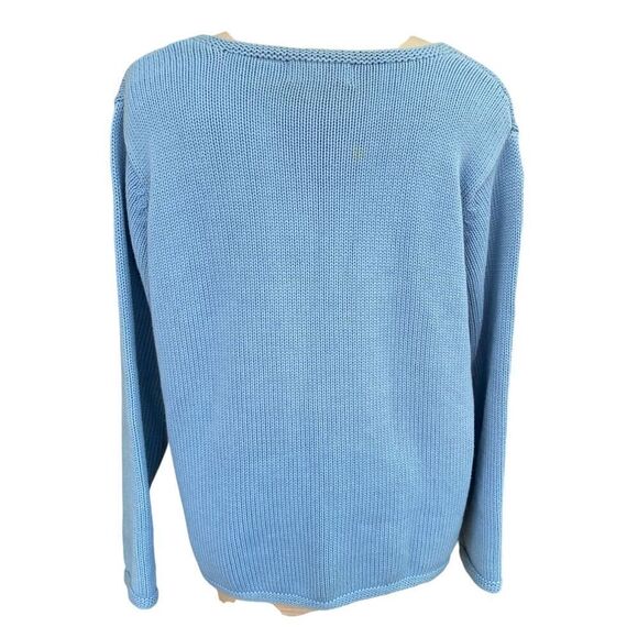Orvis Women’s Vintage Knit Cardigan Baby Blue w/Color Block Detail Sz.XL Y2K Bix - Picture 5 of 11